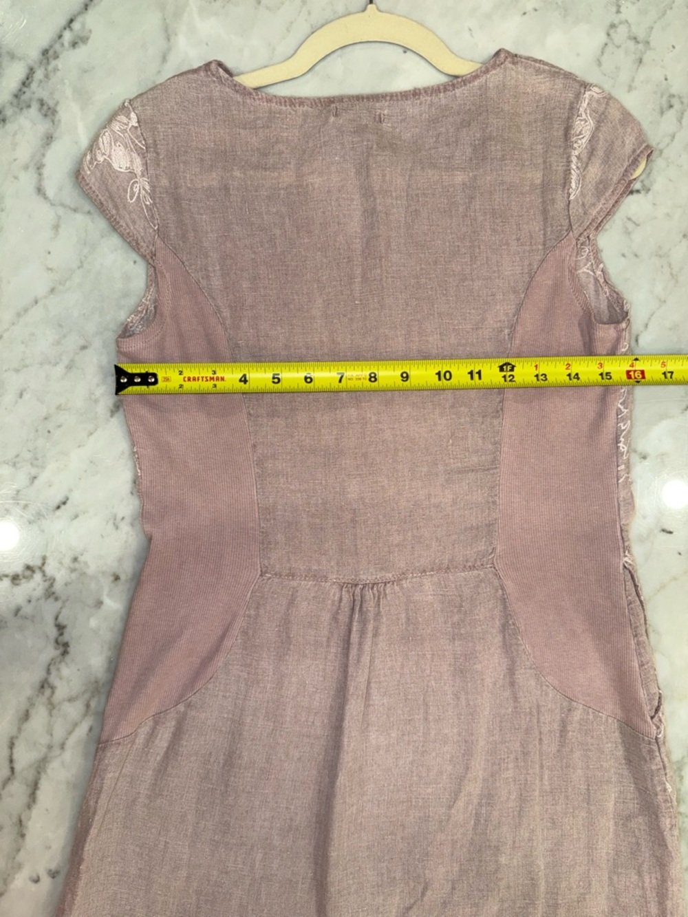 Embroidered V-Neck Mini Dress in Dusty Rose - Picture 10 of 10